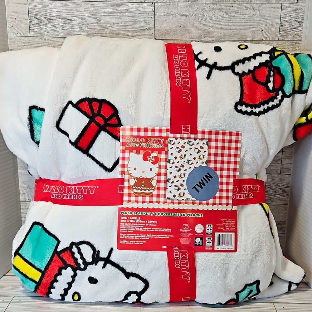 Hello Kitty and Friends Plush Twin Blanket 60 x 90 Polyester Christmas